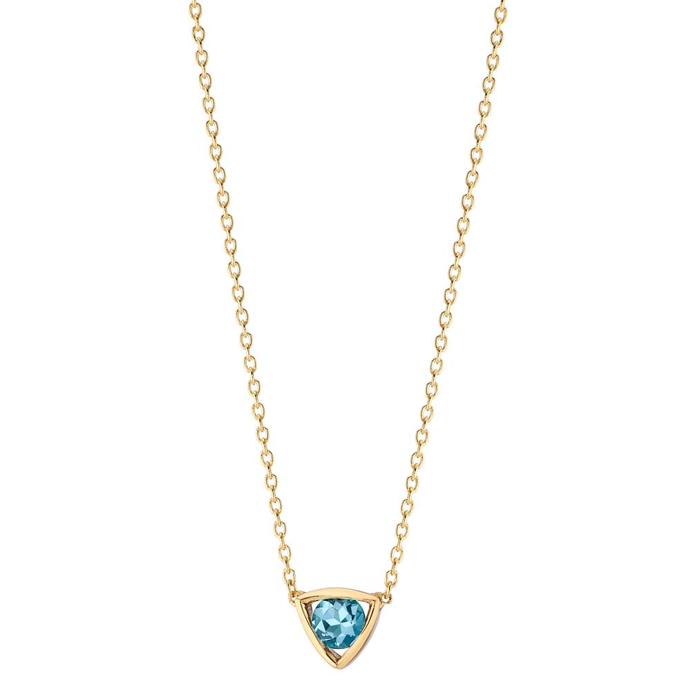 Collier 585/14K geel goud Topaas blauw, 0.14 ct 39-42 cm