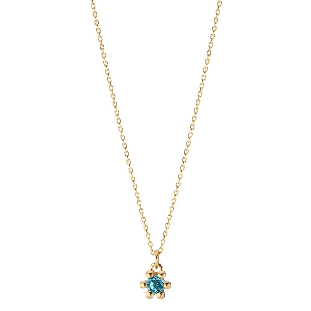 Collier 585/14K geel goud Londen blauw Topaas 0.13 ct 39-42 cm