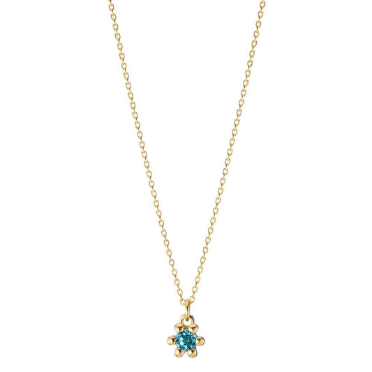 Collier 585/14K geel goud Londen blauw Topaas 0.13 ct 39-42 cm