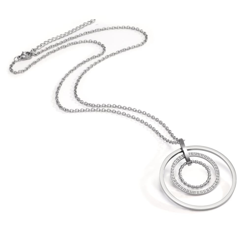 Collier Roestvrijstaal Zirkonia 50-55 cm Ø42 mm