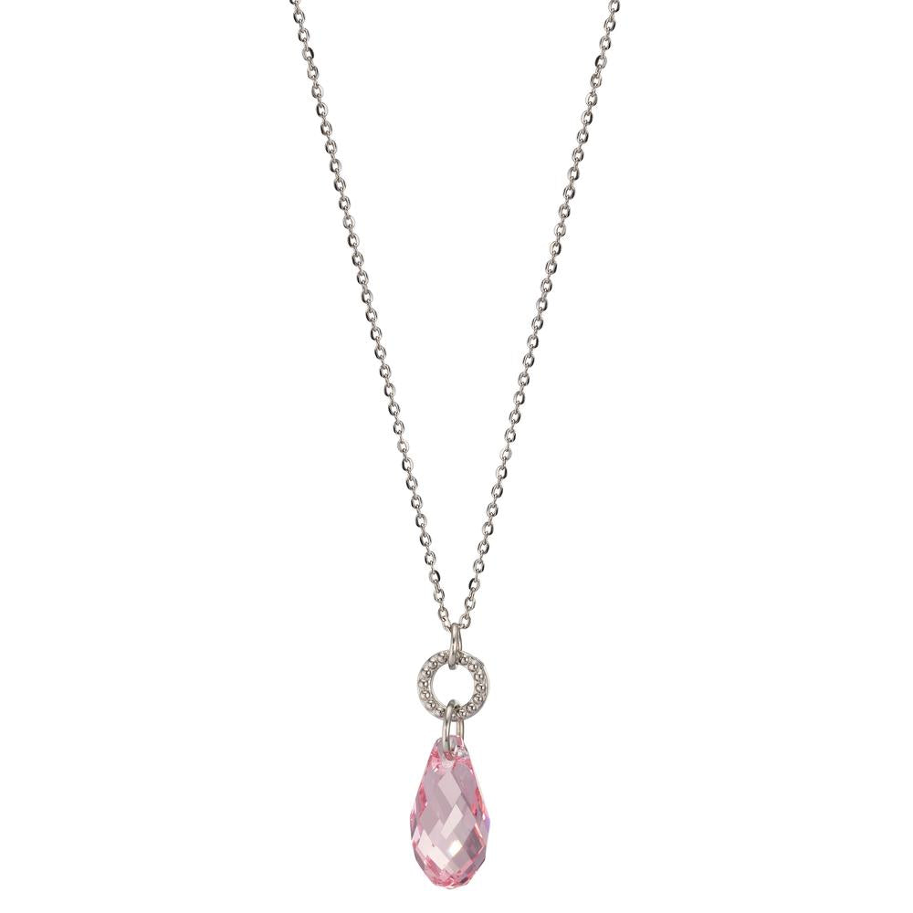 Collier Roestvrijstaal Zirkonia roze 43-47 cm