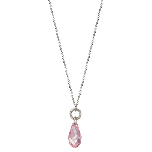 Collier Roestvrijstaal Zirkonia roze 43-47 cm