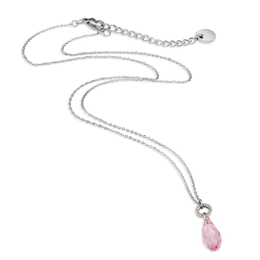 Collier Roestvrijstaal Zirkonia roze 43-47 cm