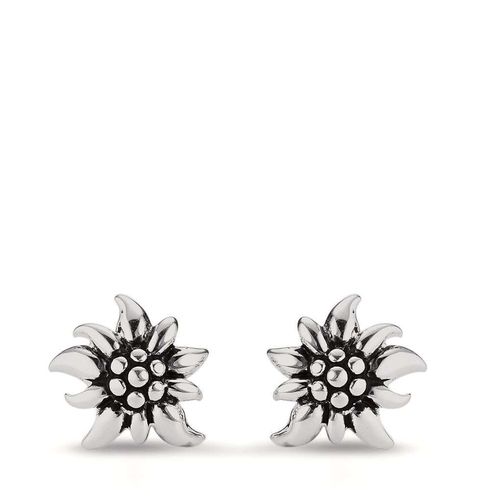 Oorknoppen Zilver Gepatineerd Edelweiss Ø9 mm