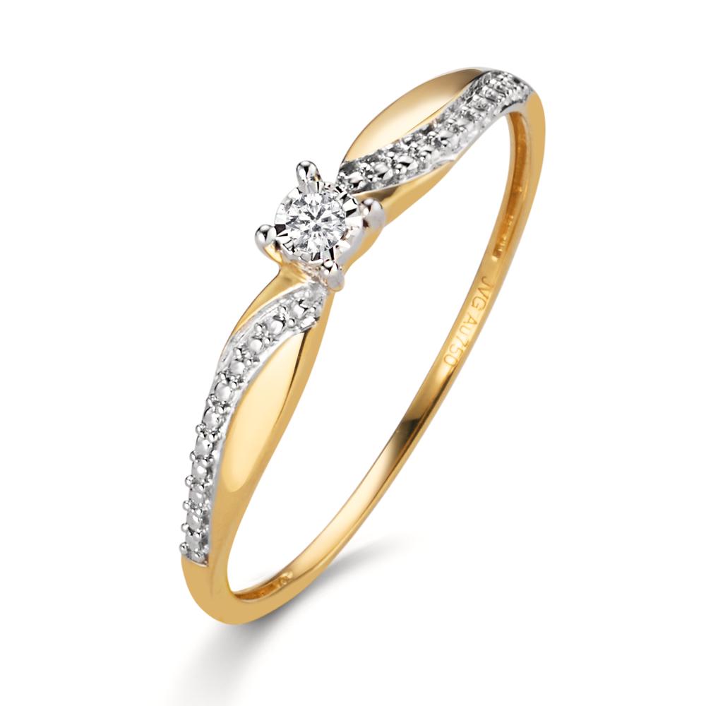 Solitaire ring 750/18K geel goud Diamant 0.02 ct, w-si