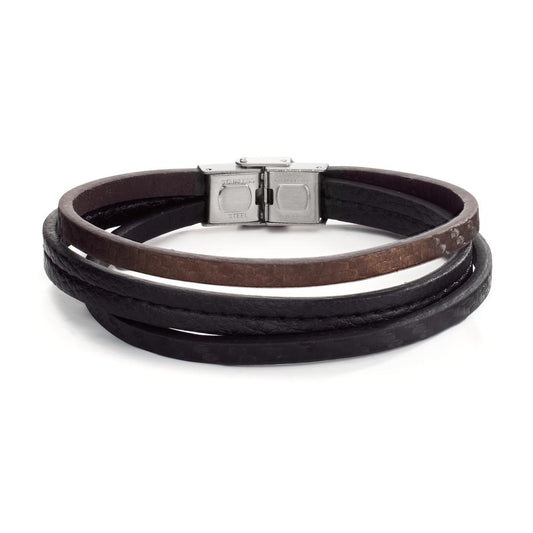 Armband Roestvrijstaal, Leder 22 cm