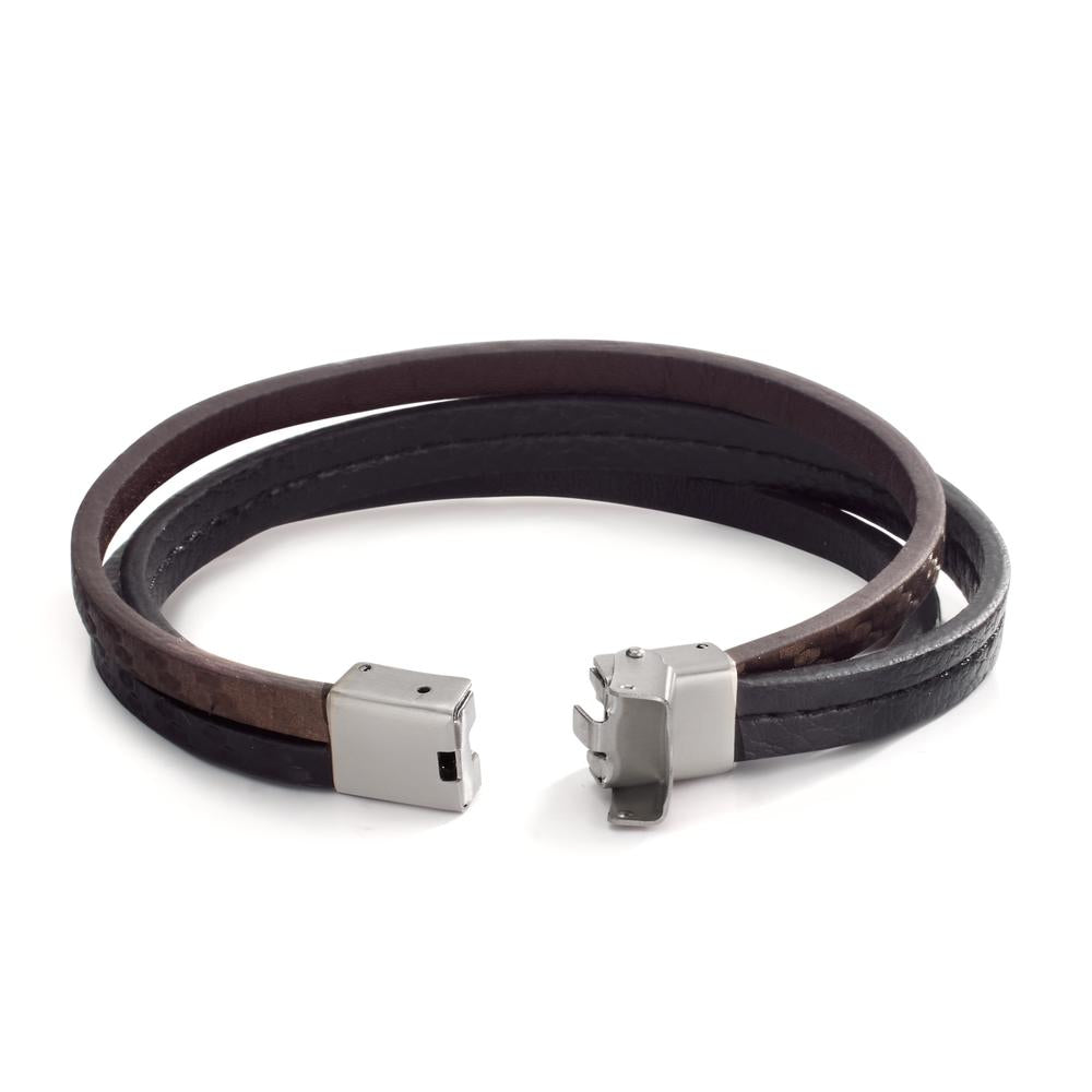 Armband Roestvrijstaal, Leder 22 cm