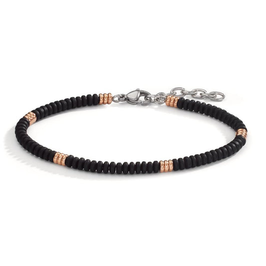 Armband Roestvrijstaal Onyx Rosé IP-gecoat 19-22 cm Ø4 mm