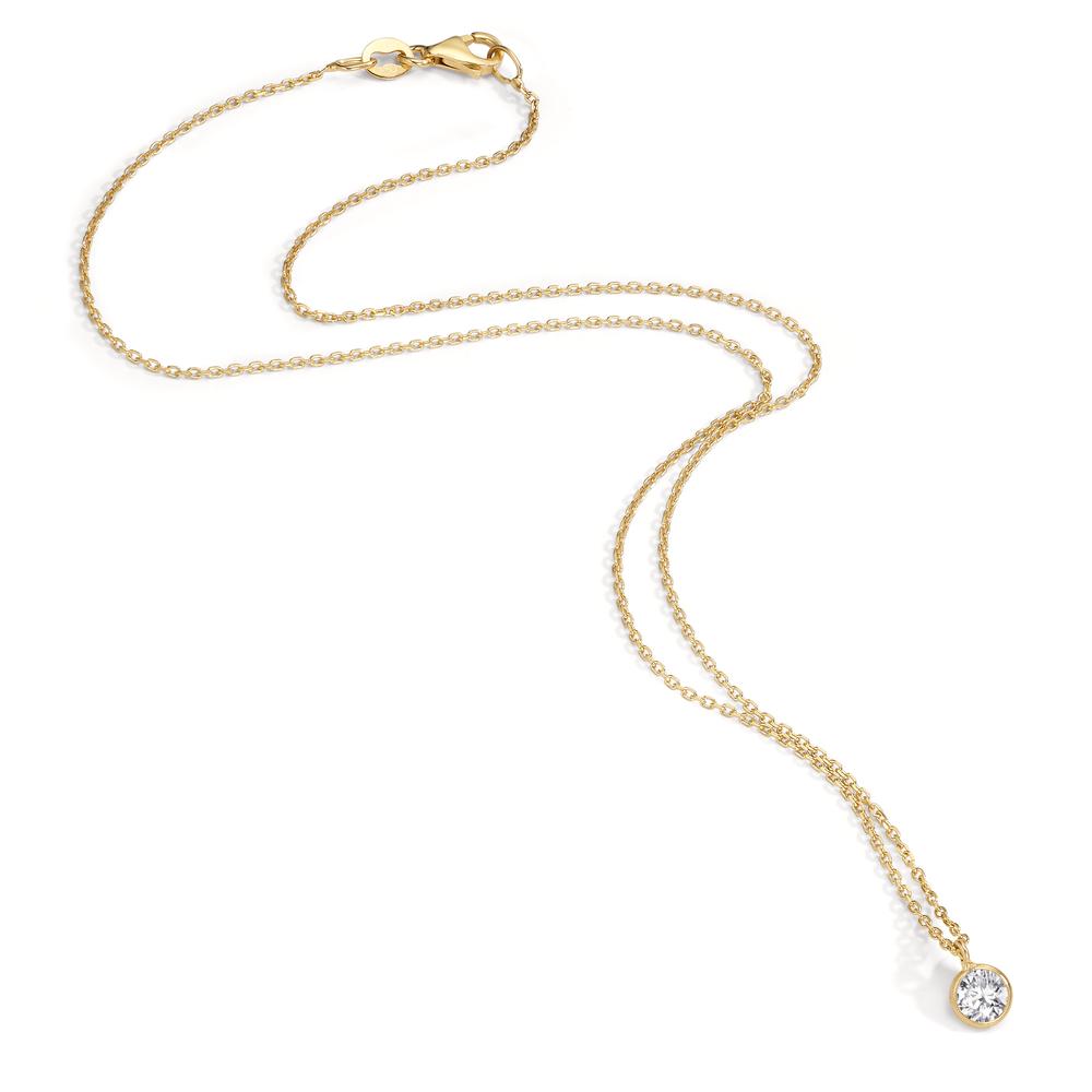 Collier Zilver Zirkonia 5.5 mm Geel Verguld 38 cm