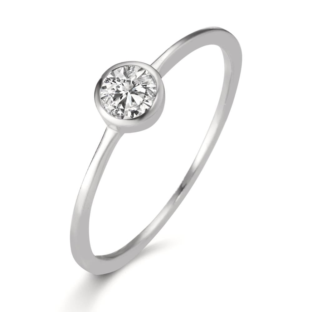 Solitaire ring 750/18K witgoud Diamant laboratorium gegroeid 0.20 ct, w-si Ø4.5 mm