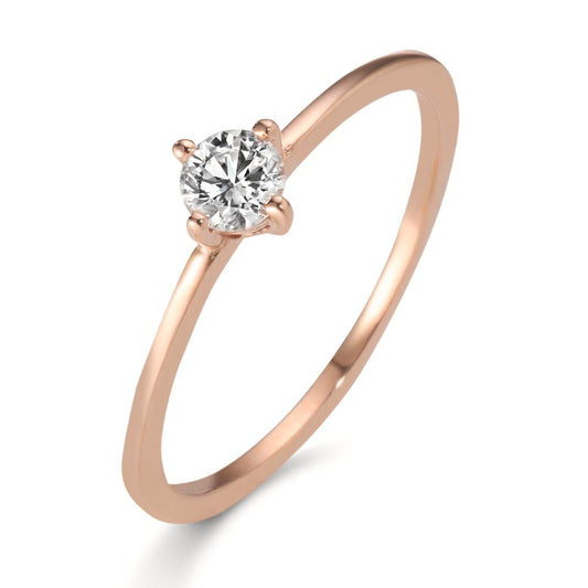 Solitaire ring 750/18K rood goud Diamant laboratorium gegroeid 0.20 ct, w-si