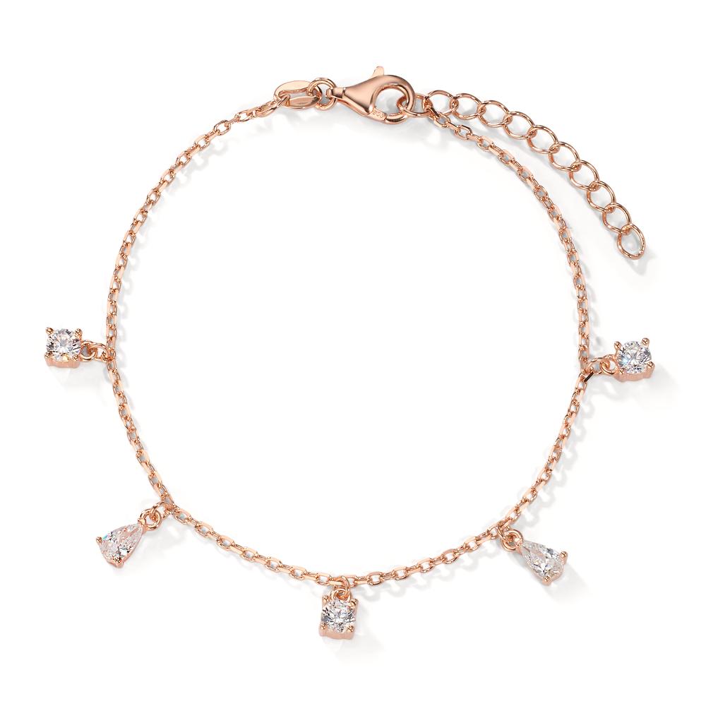 Armband Zilver Zirkonia 5 Steen Rosé Verguld 16-19 cm