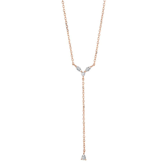 Collier Zilver Zirkonia 4 Steen Rosé Verguld 40-45 cm