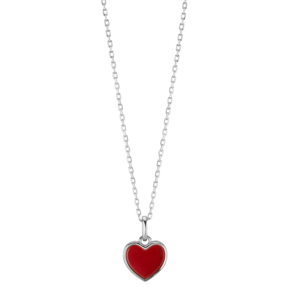 Collier Zilver Zirkonia, [synth. Stein] rood Gerhodineerd Parelmoer Hart 40-45 cm