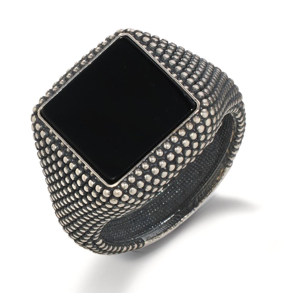 Ring Zilver Onyx Gepatineerd