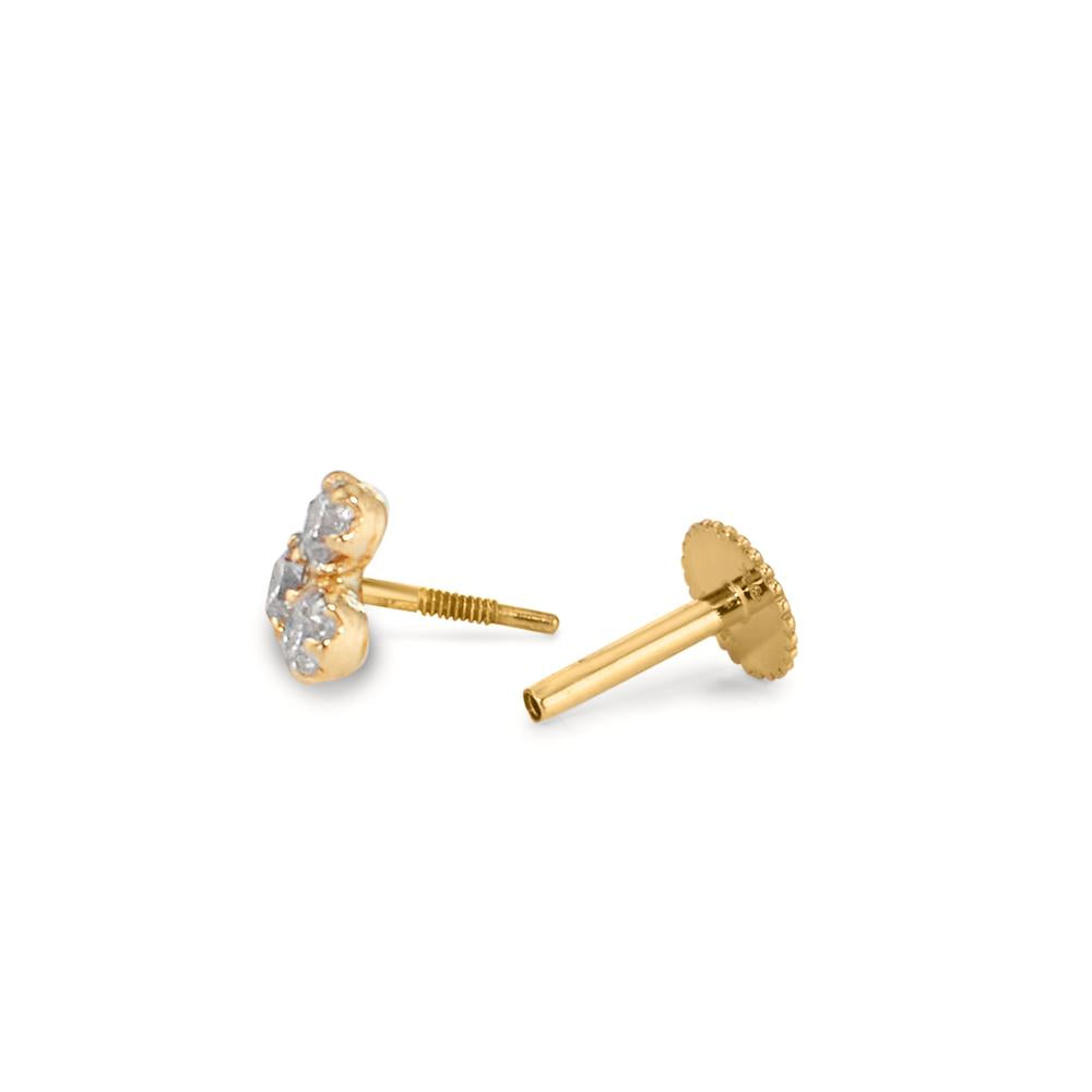 Piercing 375/9K geel goud Zirkonia 3 Steen Ø3.5 mm