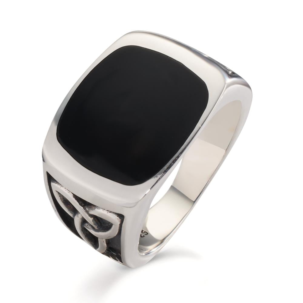 Ring Zilver Onyx Gerhodineerd