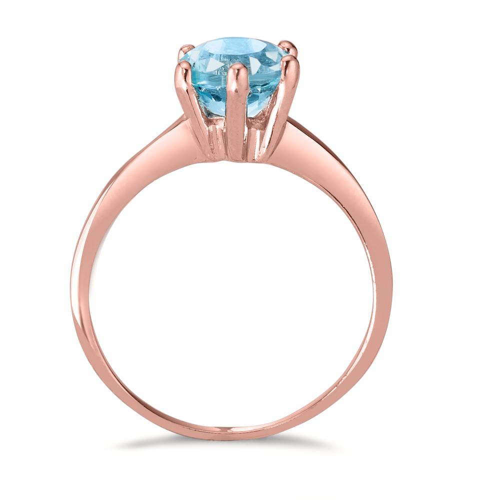 Ring Zilver Topaas blauw, 7 mm Rosé Verguld