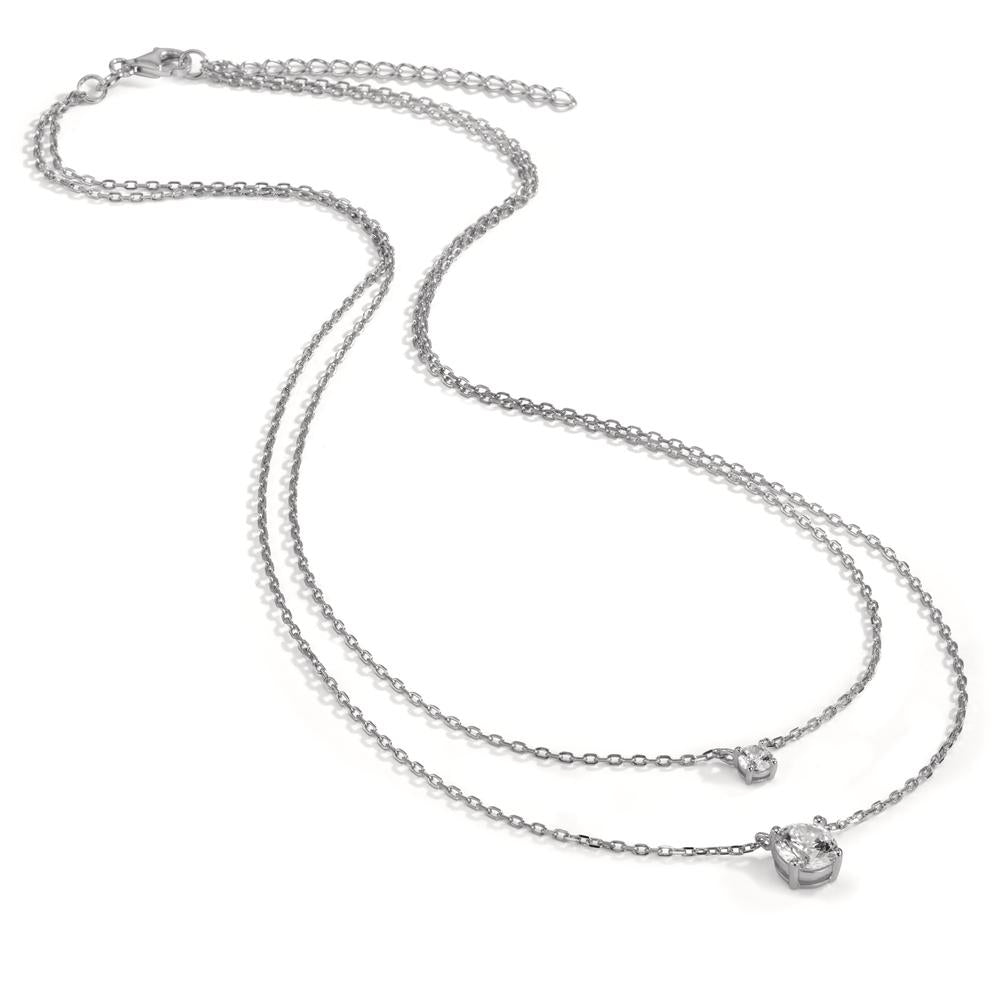 Collier Zilver Zirkonia 2 Steen Gerhodineerd 40-45 cm