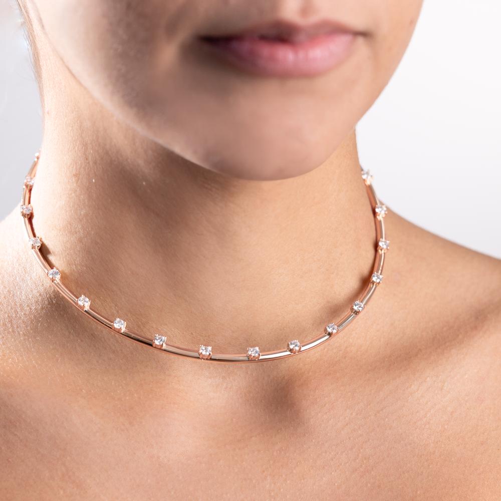 Collier Zilver Zirkonia Rosé Verguld